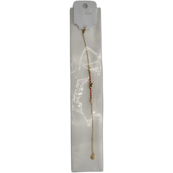 Zlatý náramek s motýlem a oranžovými kamínky - Obrázek 1