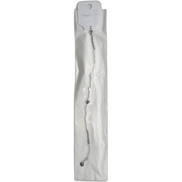 Stříbrný náramek se srdíčkami a perlami - Obrázek 1