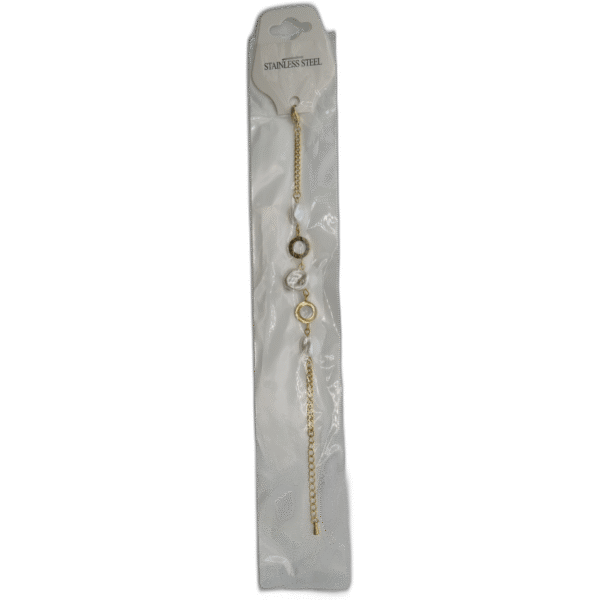 Zlatý náramek z nerezové oceli s perlami - Obrázek 1