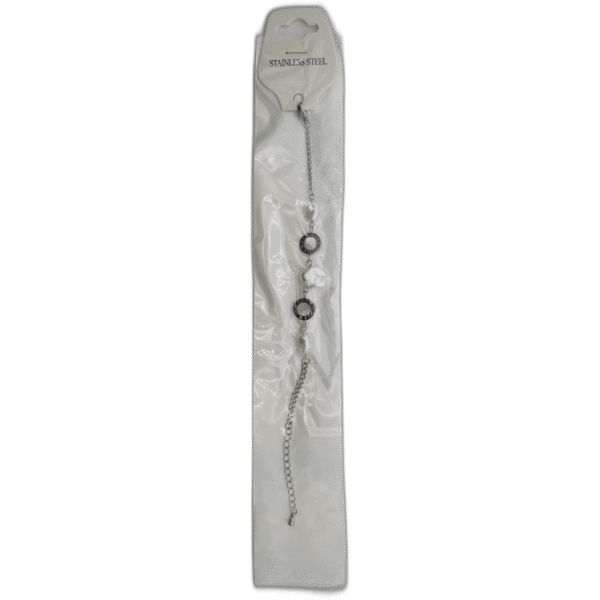 Stříbrný náramek z nerezové oceli s perlami - Obrázek 1