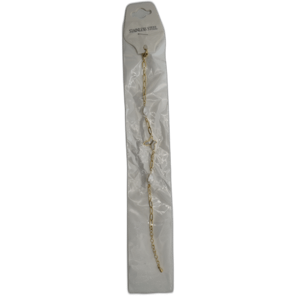 Zlatý náramek z nerezové oceli s motýlkem a perlami - Obrázek 1