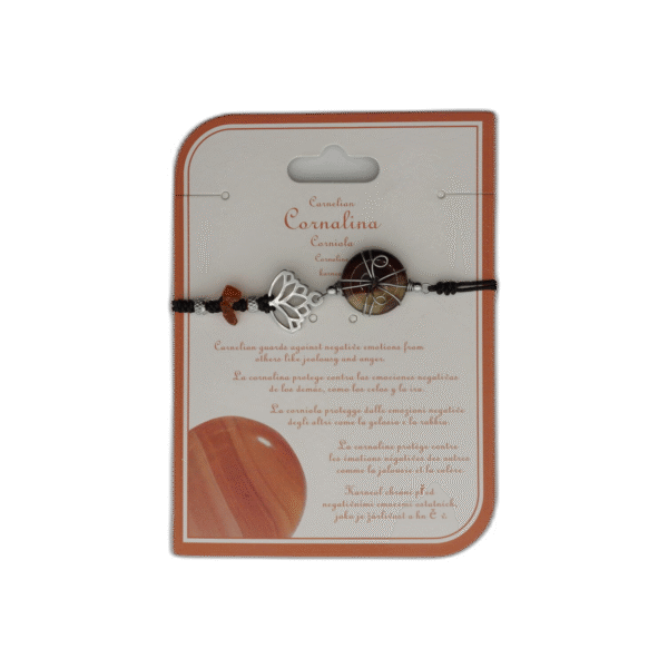 Korneol náramek oranžový s leknínem - Obrázek 1