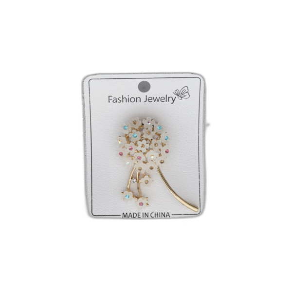 Brož s bílou květinou - Obrázek 1