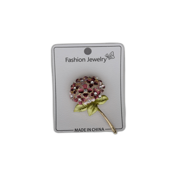 Brož s růžovou květinou - Obrázek 1