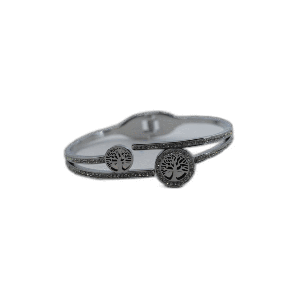 Stříbrný náramek z nerezové oceli se stromami - Obrázek 1