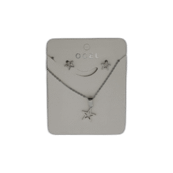 Stříbrný set náhrdelník + náušnice z nerezové oceli s hvězdou