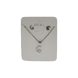 Stříbrný set náhrdelník + náušnice z nerezové oceli s hvězdou na půlměsíci