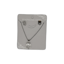 Stříbrný set náhrdelník + náušnice z nerezové oceli s sovou