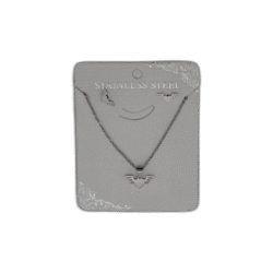 Stříbrný set náhrdelník + náušnice z nerezové oceli s křídly
