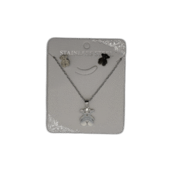 Stříbrný set náhrdelník + náušnice z nerezové oceli s medvídkem