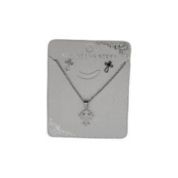 Stříbrný set náhrdelník + náušnice z nerezové oceli s křížem