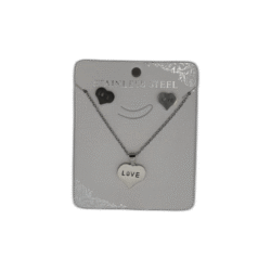 Stříbrný set náhrdelník + náušnice z nerezové oceli LOVE