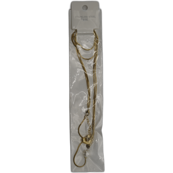 Zlatý náhrdelník se srdcem a perlou - Obrázek 1