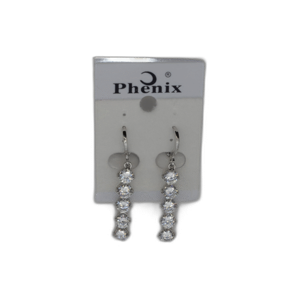 Stříbrné Peony náušnice dlouhé s drahokamy - Obrázek 1