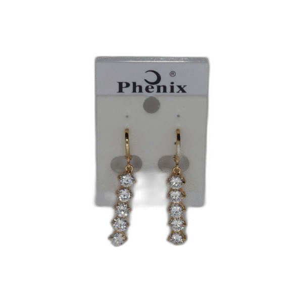 Zlatá Peonix náušnice dlouhé s drahokamy - Obrázek 1