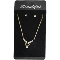 Set zlatých náušnic s náhrdelníkem s drahokamy