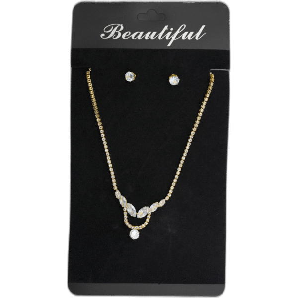 Set zlatých náušnic s náhrdelníkem s drahokamy - Obrázek 1