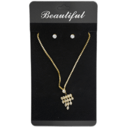 Set zlatých náušnic s náhrdelníkem s drahokamy