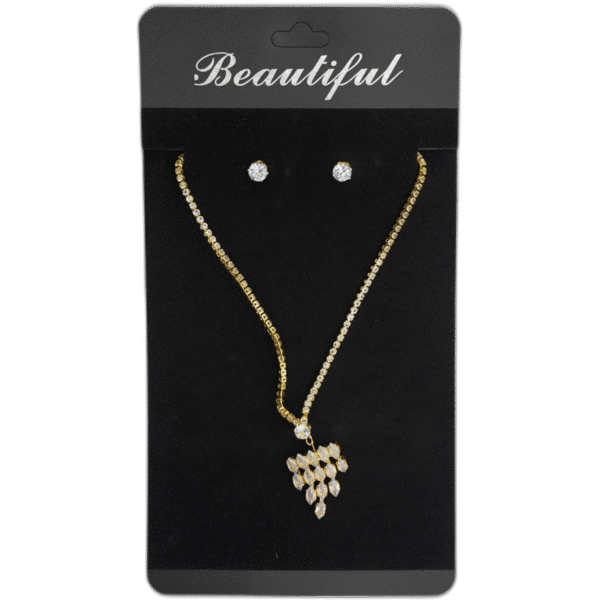 Set zlatých náušnic s náhrdelníkem s drahokamy - Obrázek 1