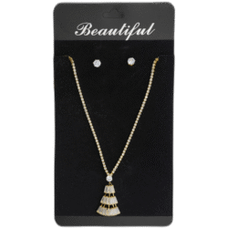 Set zlatých náušnic s náhrdelníkem s drahokamy