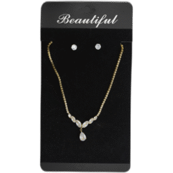 Set zlatých náušnic s náhrdelníkem s drahokamy