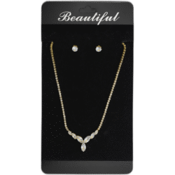 Set zlatých náušnic s náhrdelníkem s drahokamy