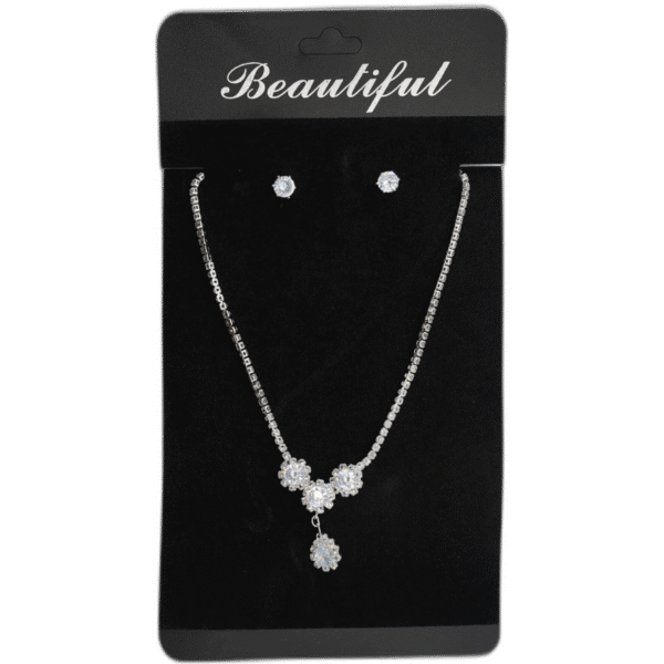 Set stříbrných náušnic s náhrdelníkem s drahokamy - Obrázek 1