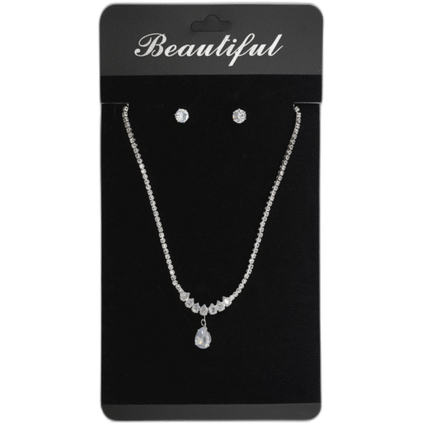 Set stříbrných náušnic s náhrdelníkem s drahokamy - Obrázek 1