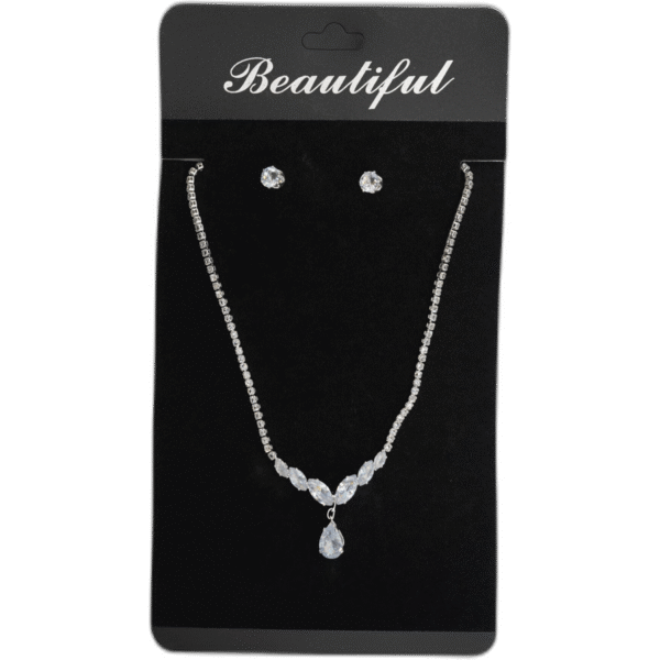 Set stříbrných náušnic s náhrdelníkem s drahokamy - Obrázek 1