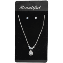 Set stříbrných náušnic s náhrdelníkem s drahokamy