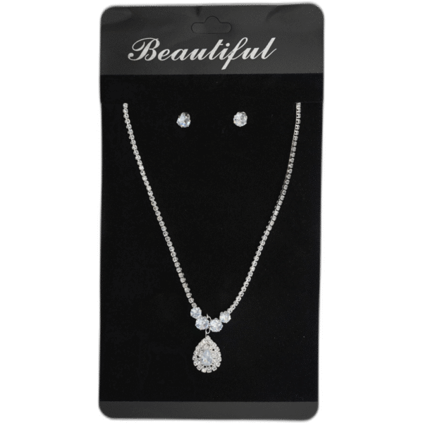 Set stříbrných náušnic s náhrdelníkem s drahokamy - Obrázek 1