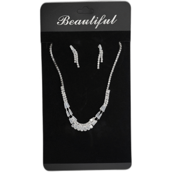 Set stříbrných náušnic s náhrdelníkem s drahokamy - Obrázek 1