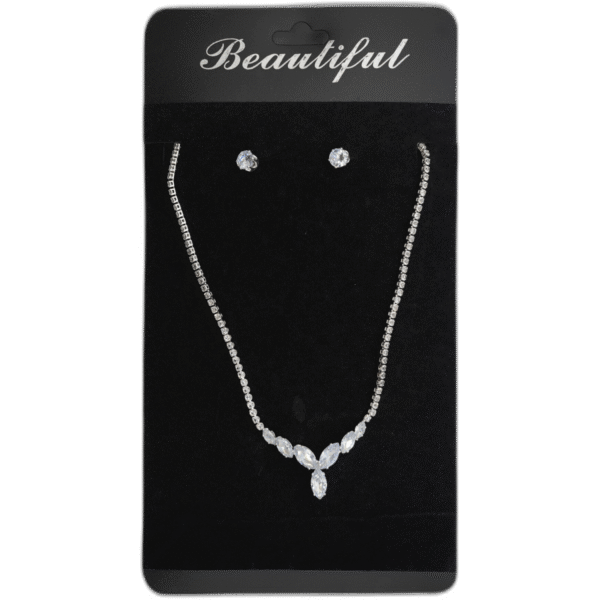 Set stříbrných náušnic s náhrdelníkem s drahokamy - Obrázek 1
