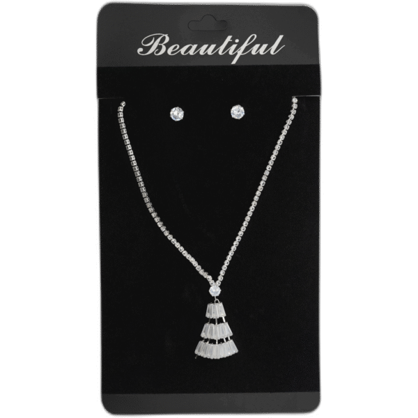Set stříbrných náušnic s náhrdelníkem s drahokamy - Obrázek 1