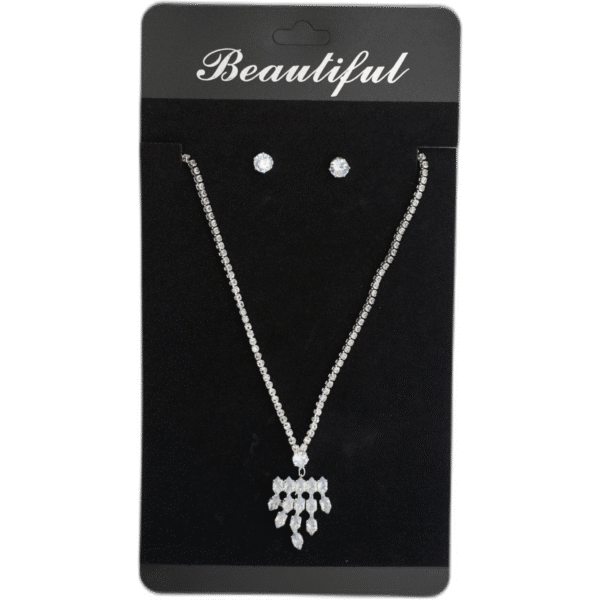 Set stříbrných náušnic s náhrdelníkem s drahokamy - Obrázek 1