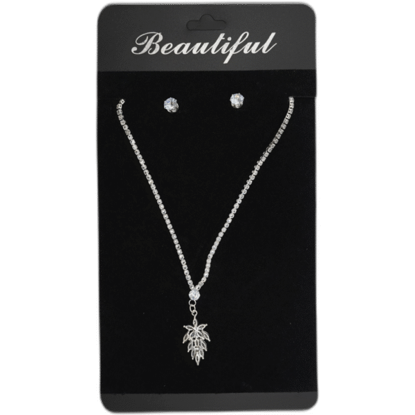 Set stříbrných náušnic s náhrdelníkem s drahokamy - Obrázek 1