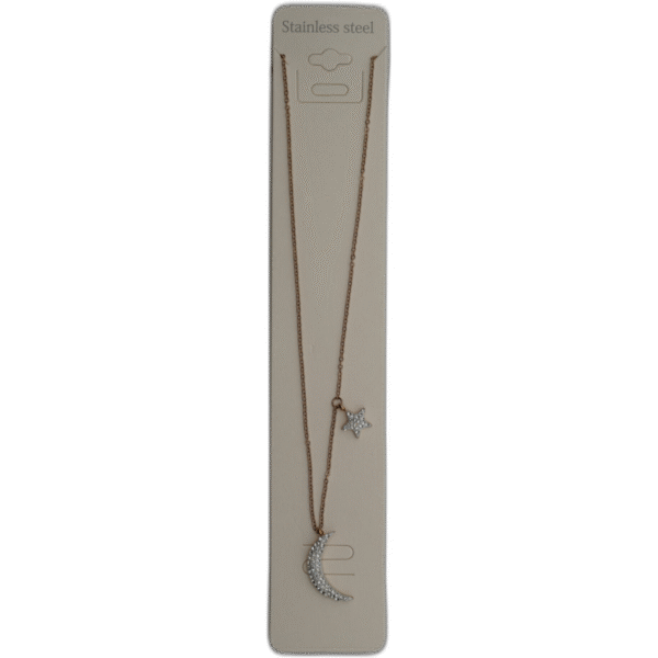 Rosegold náhrdelník s půlměsícem z drahokamů - Obrázek 1