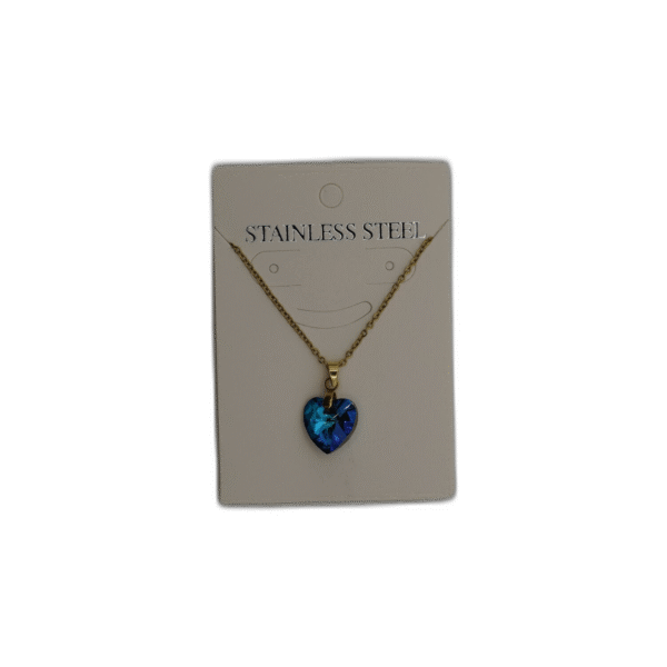 Zlatý náhrdelník se modrým srdcem - Obrázek 1