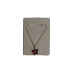 Stříbrný náhrdelník se červeným motýlem