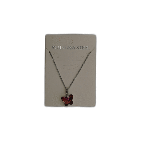 Stříbrný náhrdelník se červeným motýlem - Obrázek 1