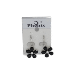 Náušnice Phenix ve tvaru květiny černé
