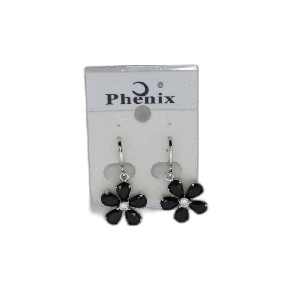 Náušnice Phenix ve tvaru květiny černé - Obrázek 1