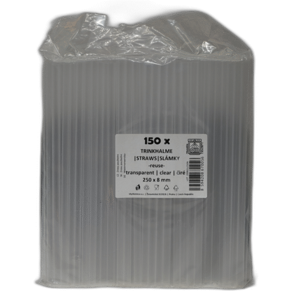 Znovupoužitelná brčka průhledná 150ks - Obrázek 1