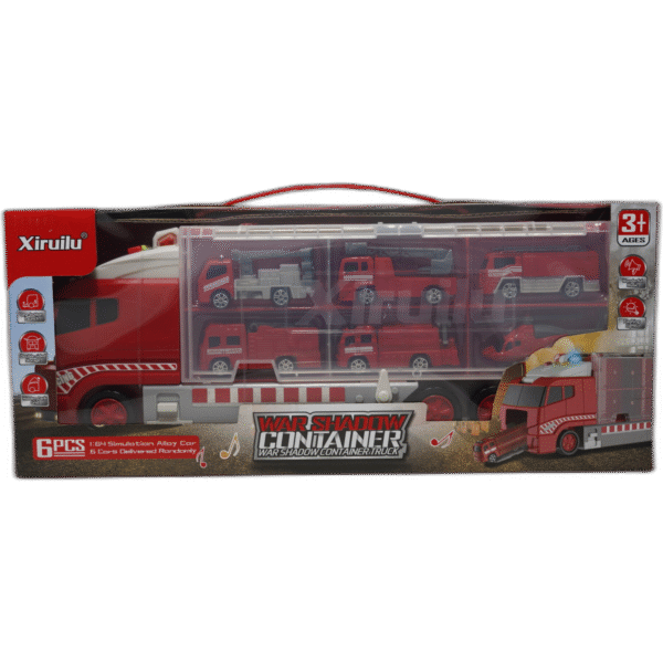 Xiruilu nákladní vůz se sadou aut červený - Obrázek 1