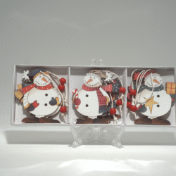 Vánoční dřevěná závěsná dekorace variace- sněhuláci