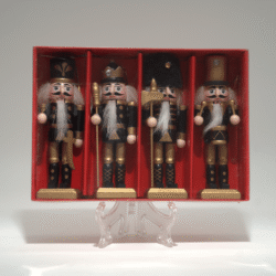 Vánoční dřevěná závěsná dekorace louskáčci zlato černý