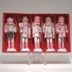 Vánoční dřevěná závěsná dekorace louskáčci růžová