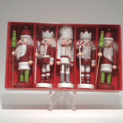 Vánoční dřevěná závěsná dekorace louskáčci třpytivé červeno bílo zelené