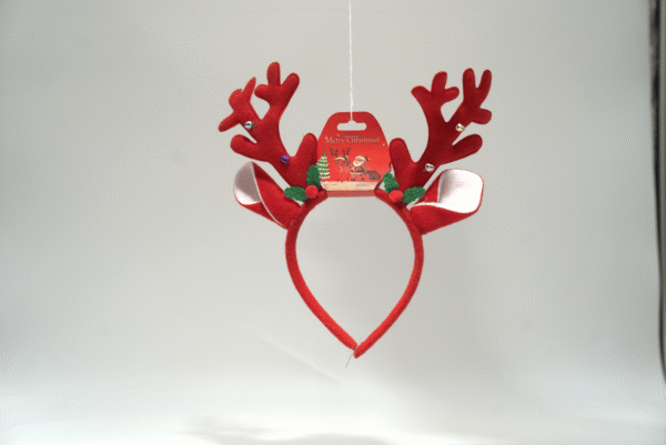 Vánoční čelenka se červenými sobími parohy - Obrázek 1