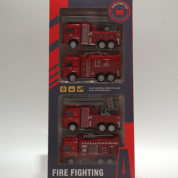 Set kovových hasičských autíček